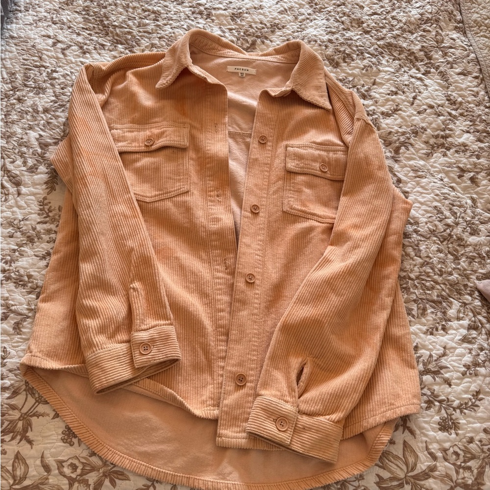 Peachy Corduroy Button-Up Shacket